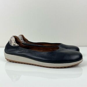 Caslon Black Leather Flats with Snakeskin Accent